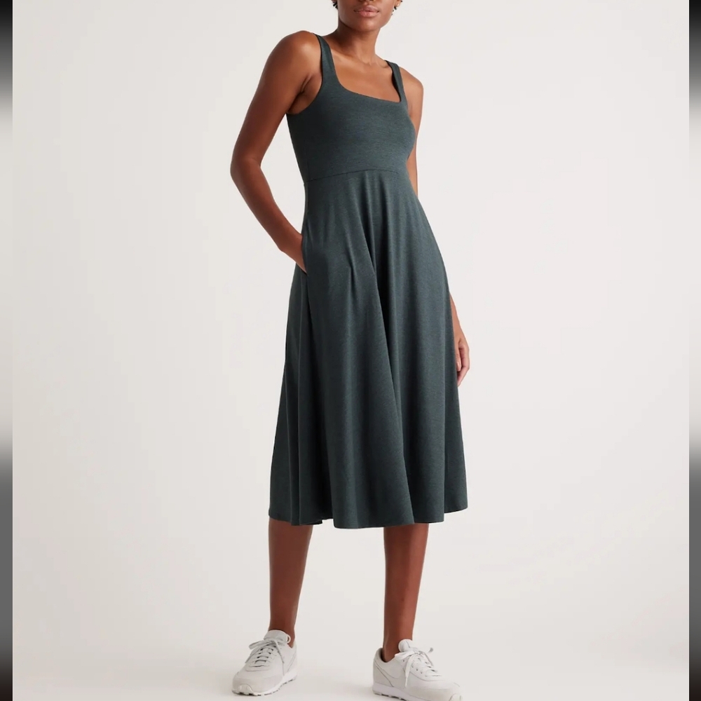 Quince Flowknit Breeze Fit & Flare Dress Sz-med